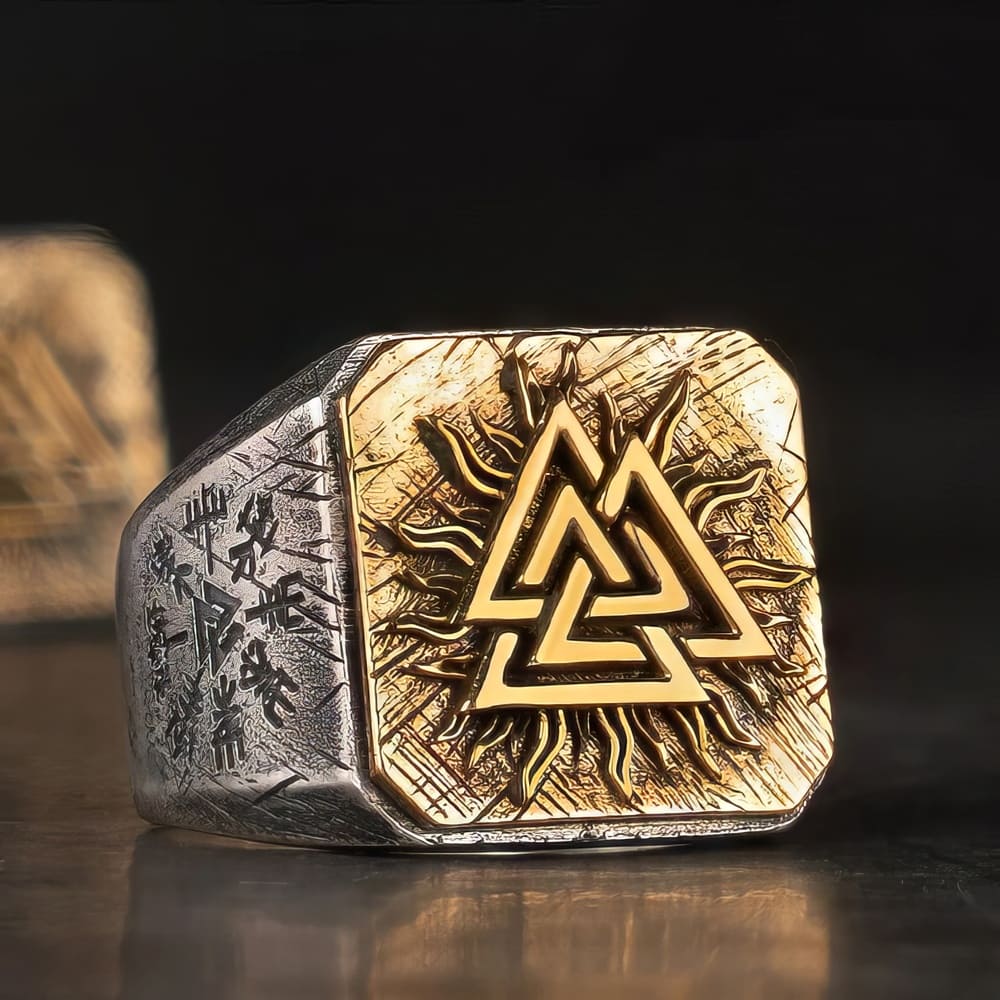Bague Valknut Solaire en Argent Massif