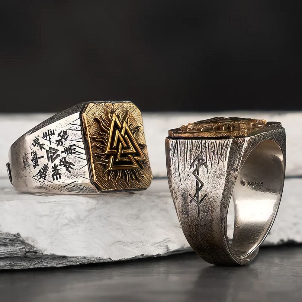 Bague Valknut Solaire en Argent Massif