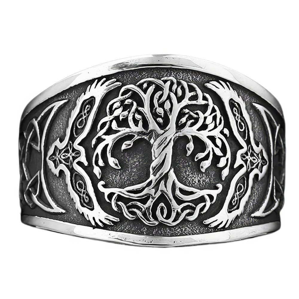 Bague Viking Arbre de Vie et Corbeaux