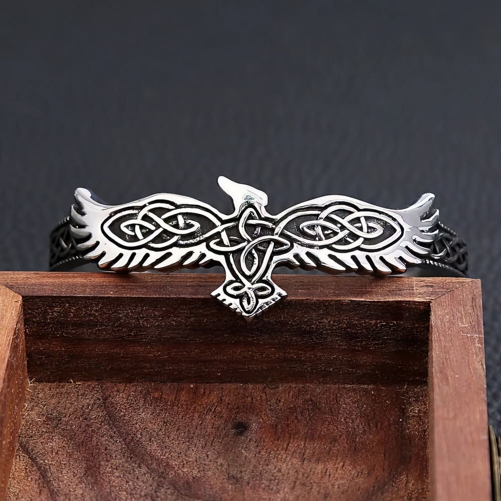 Bracelet Corbeau Nœuds Celtiques