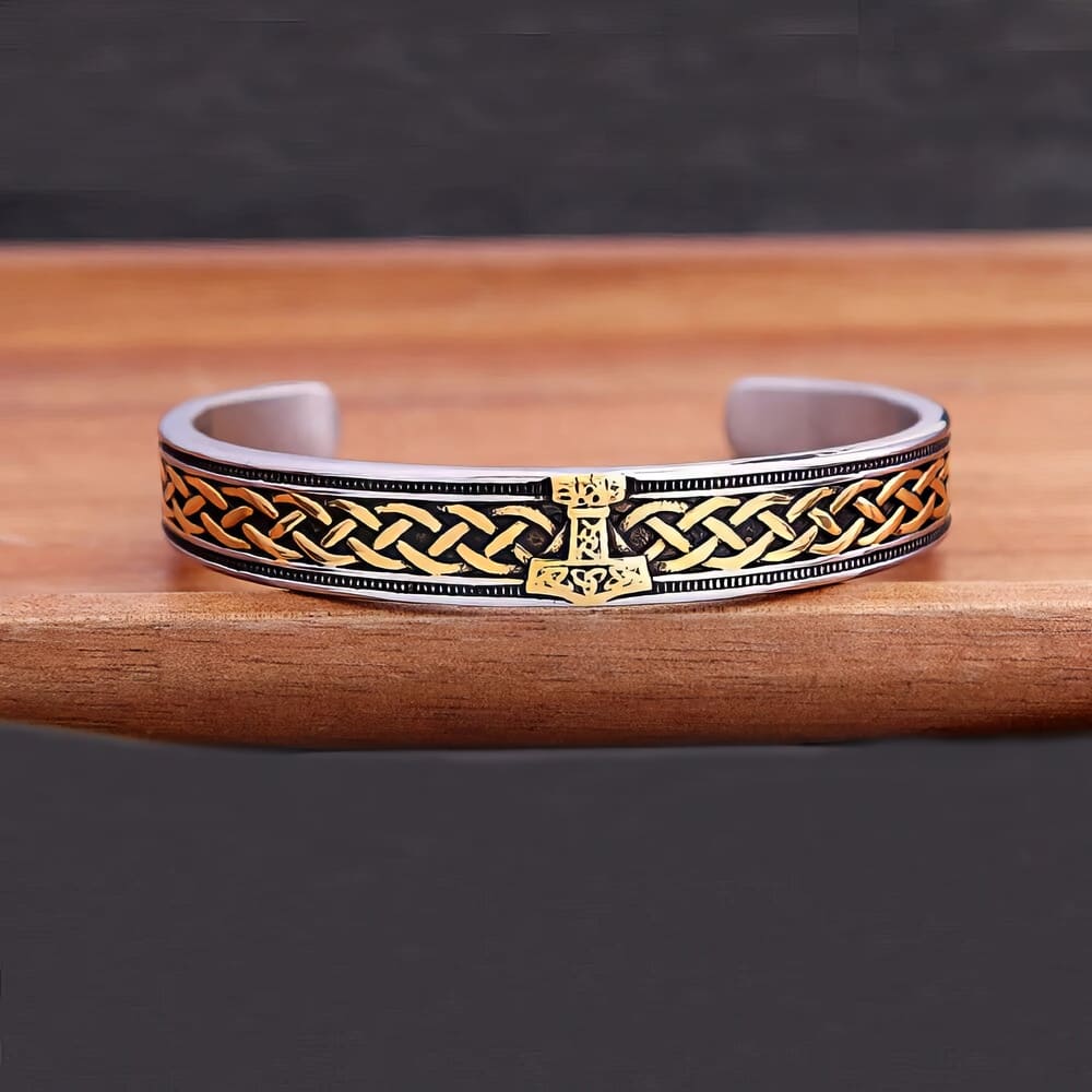 Bracelet Nœuds Celtiques et Mjolnir