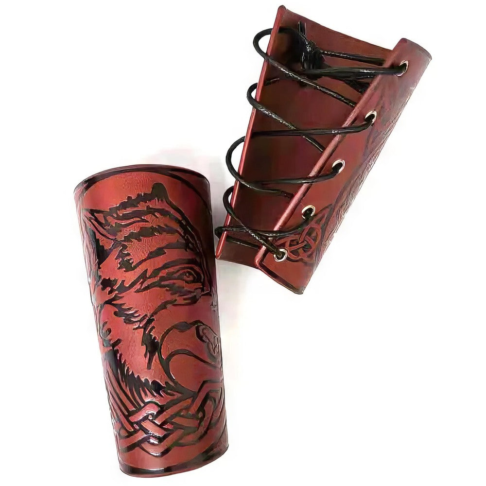 Bracelet Viking Long Cuir Loup