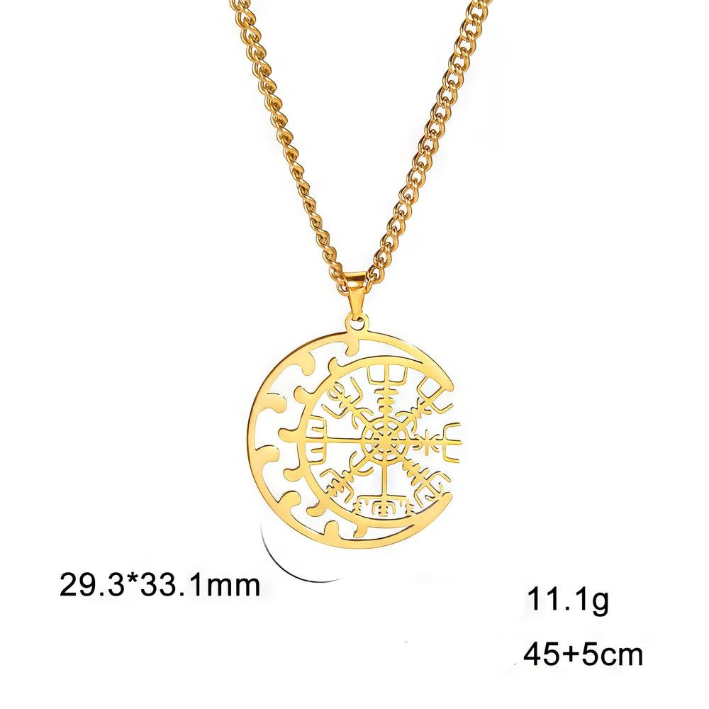 Collier Croissant de Lune et Vegvisir