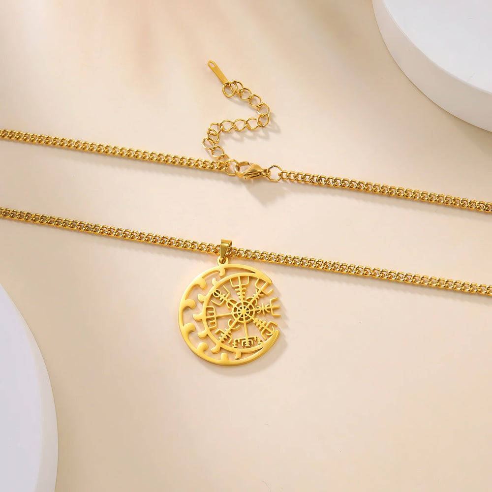 Collier Croissant de Lune et Vegvisir