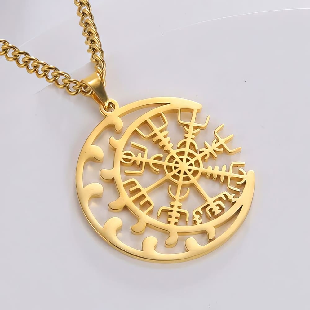 Collier Croissant de Lune et Vegvisir