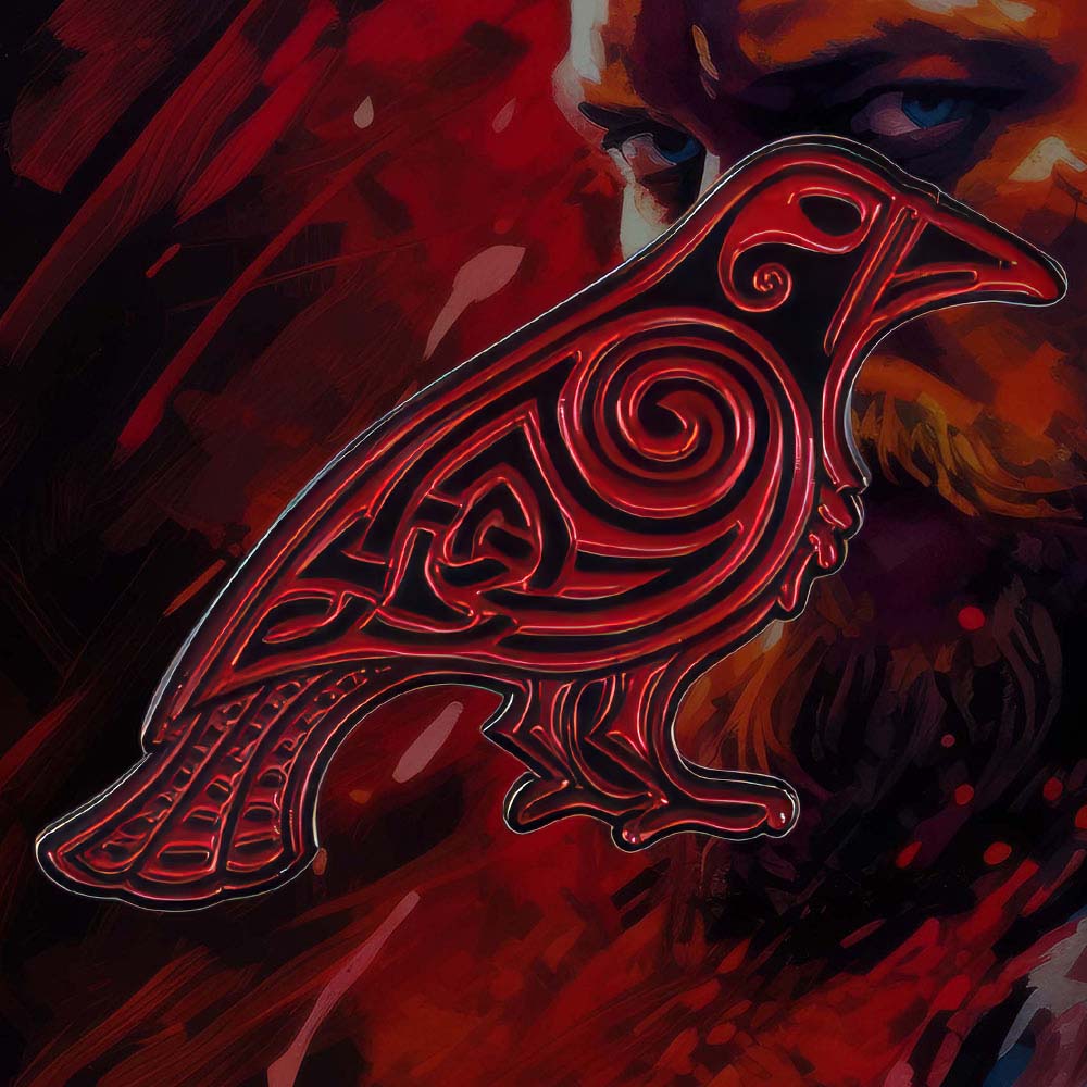 Fibule Corbeau Viking Rouge