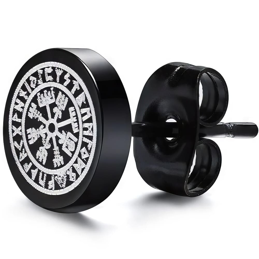 Petite Boucle d'Oreille Viking Noire et Blanche