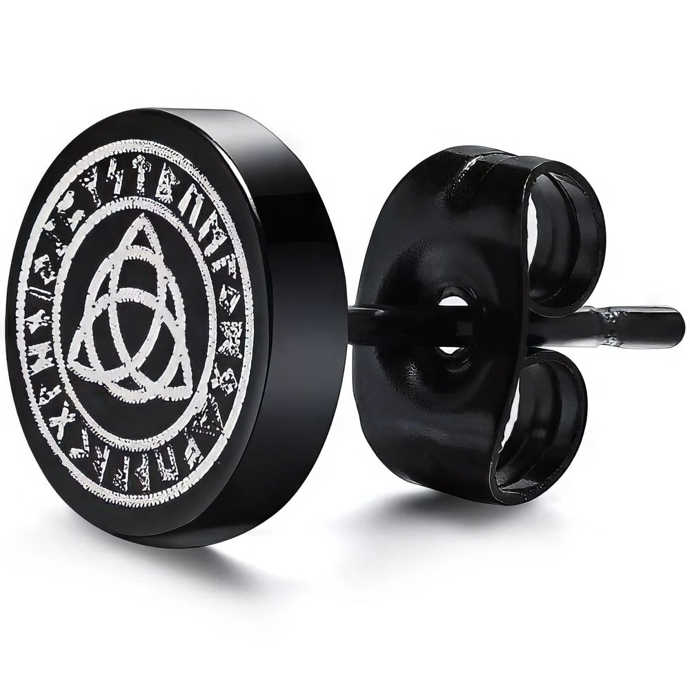 Petite Boucle d'Oreille Viking Noire et Blanche