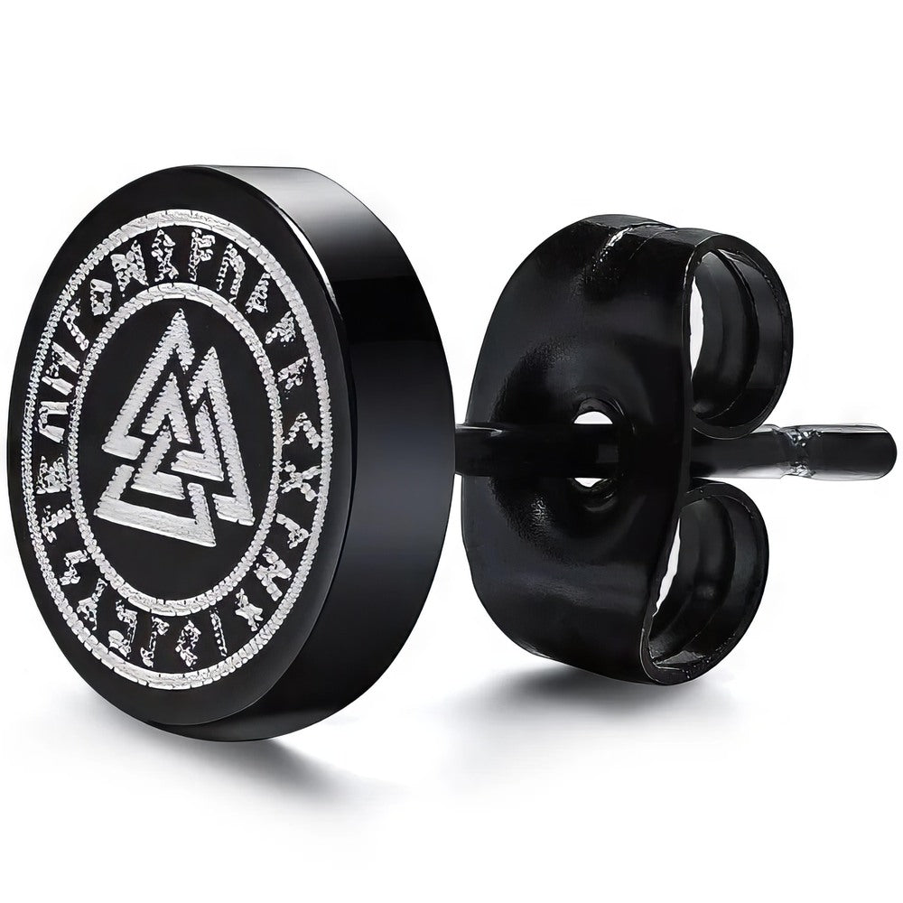 Petite Boucle d'Oreille Viking Noire et Blanche