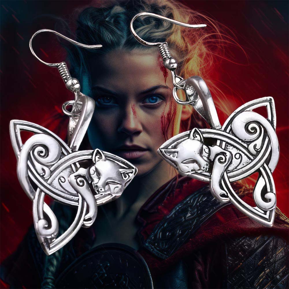 Boucle d'Oreille Loup Celtique