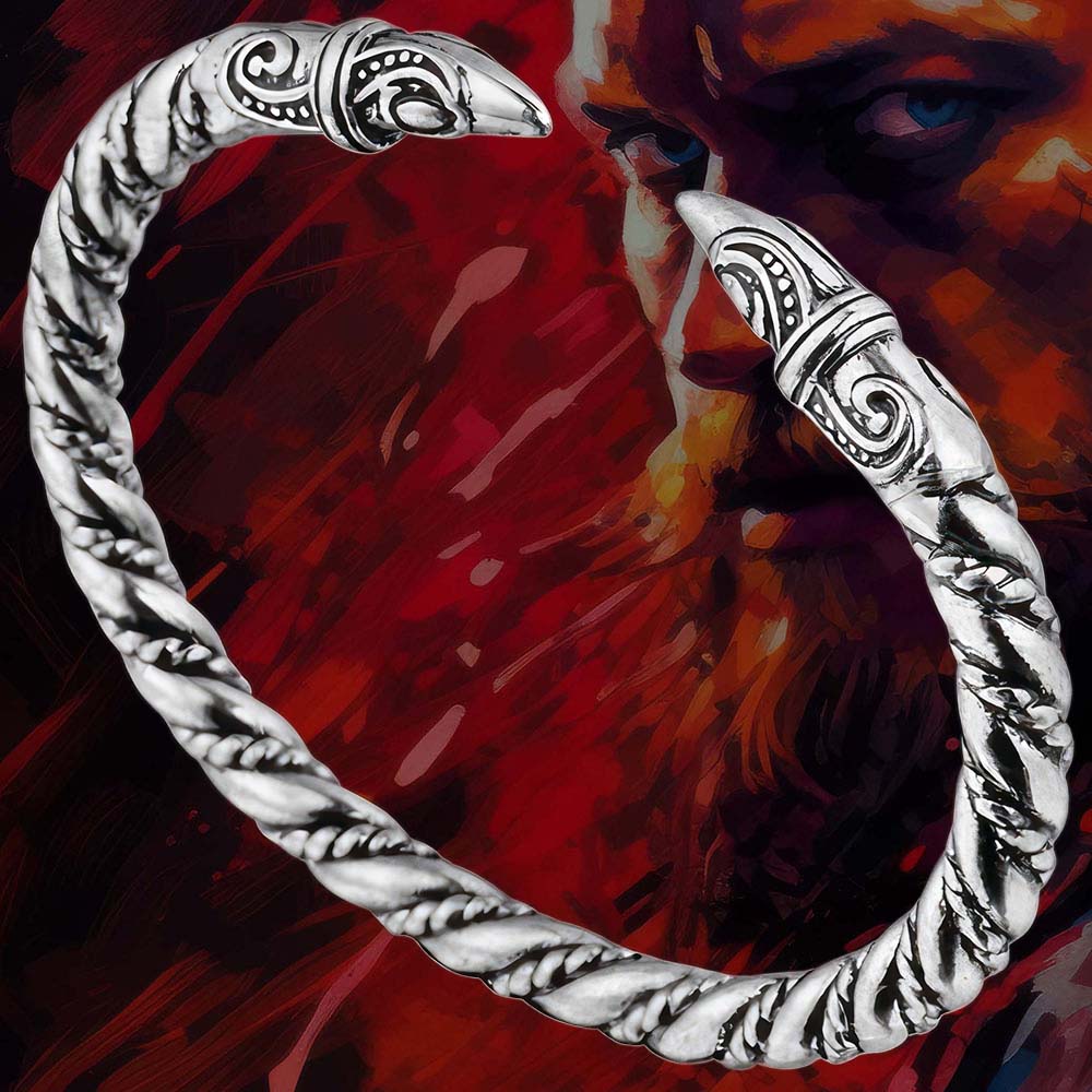 Bracelet Torsadé - Têtes de Corbeaux Vikings