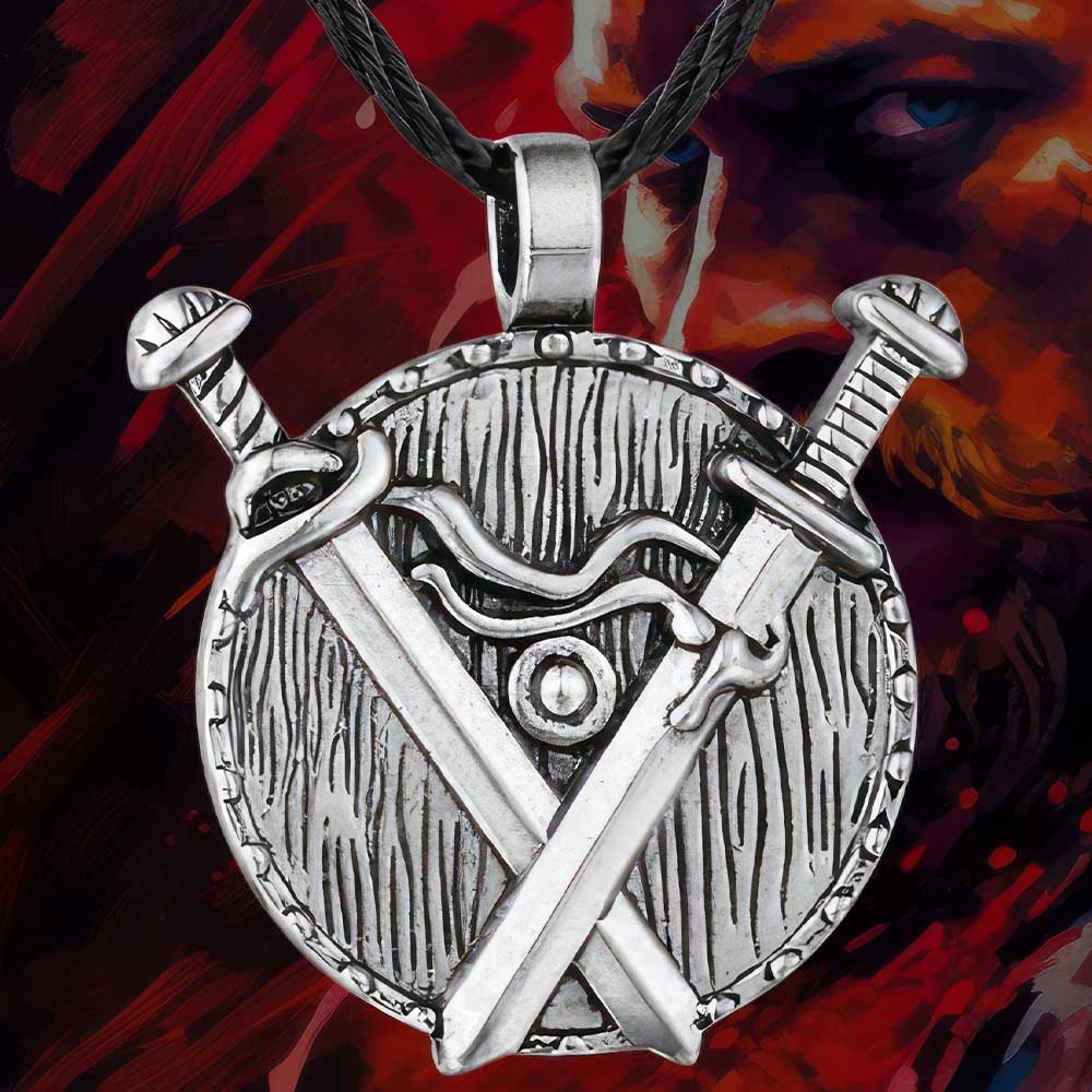 Collier Bouclier & Épées Nordiques