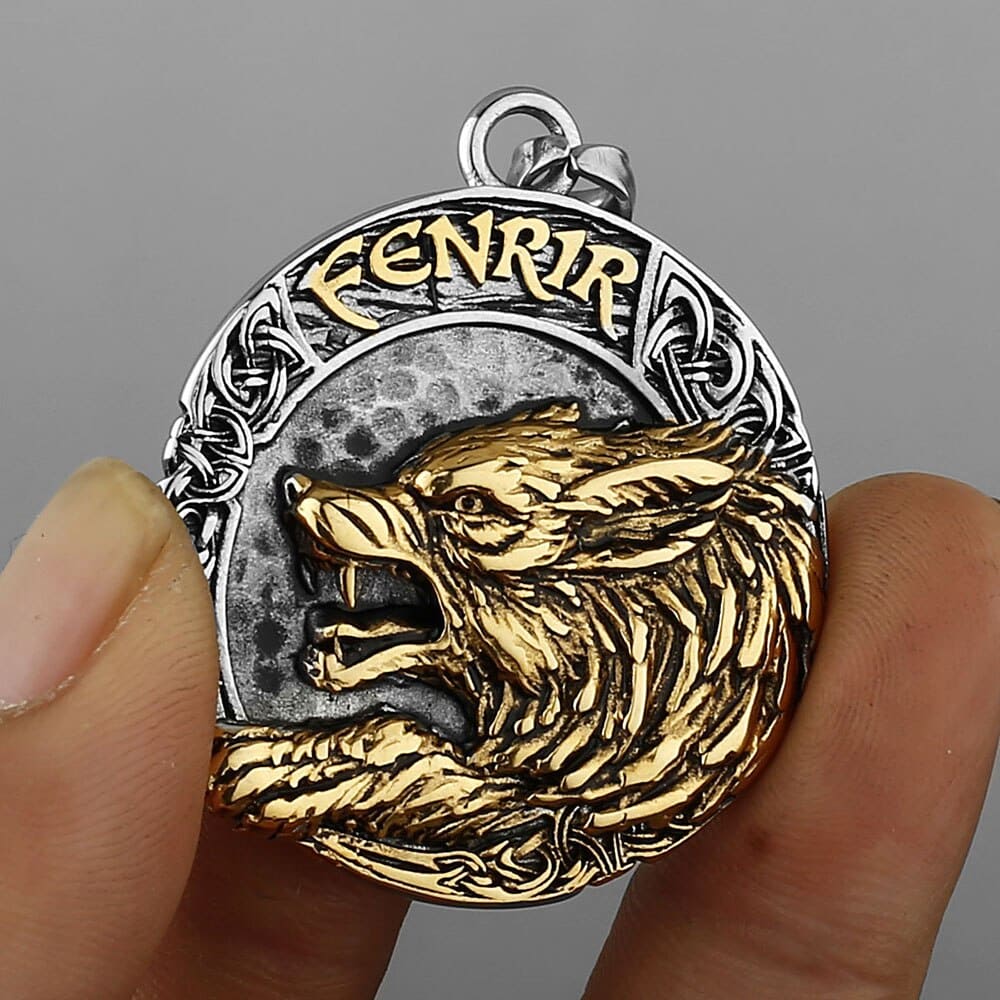 Pendentif Tête de Loup Viking
