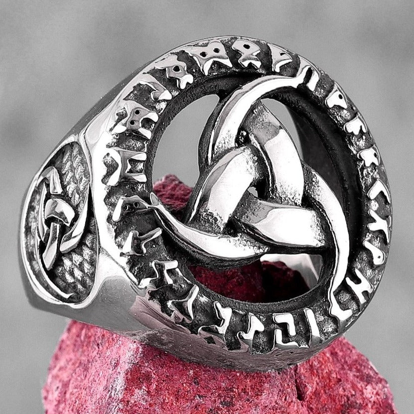 Bague Corne d'Odin et Runes Nordiques