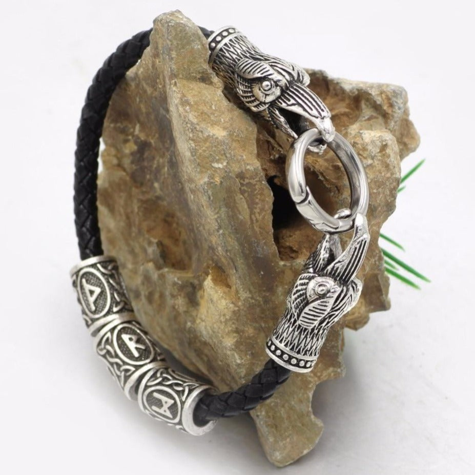 Bracelet Viking Cuir Et Anneau