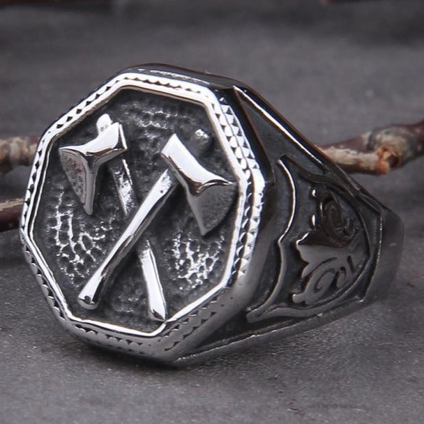 Bague Double Hache Acier