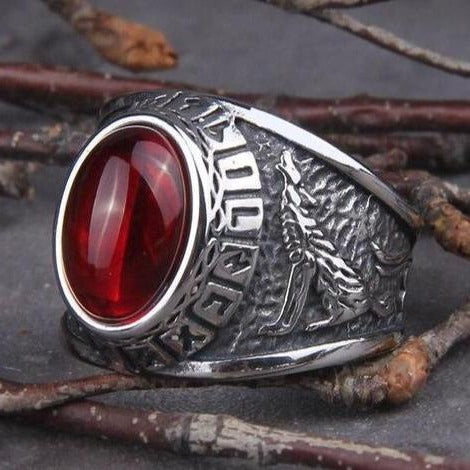 Bague Viking Homme Rouge