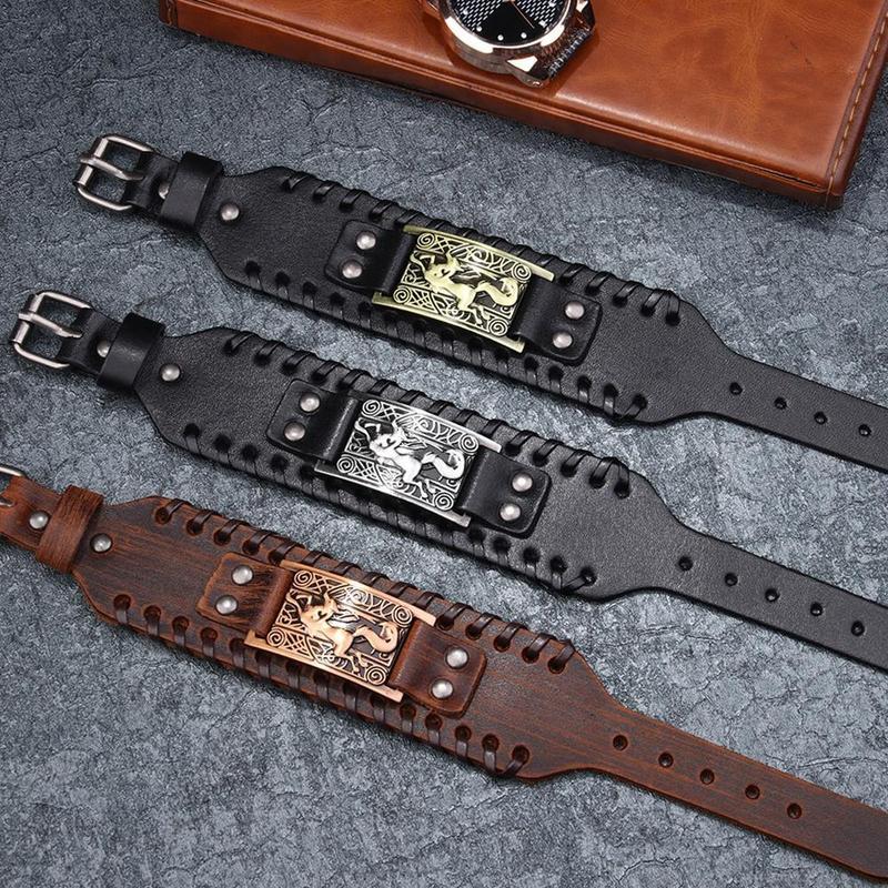 Bracelet Cuir Loup Nordique