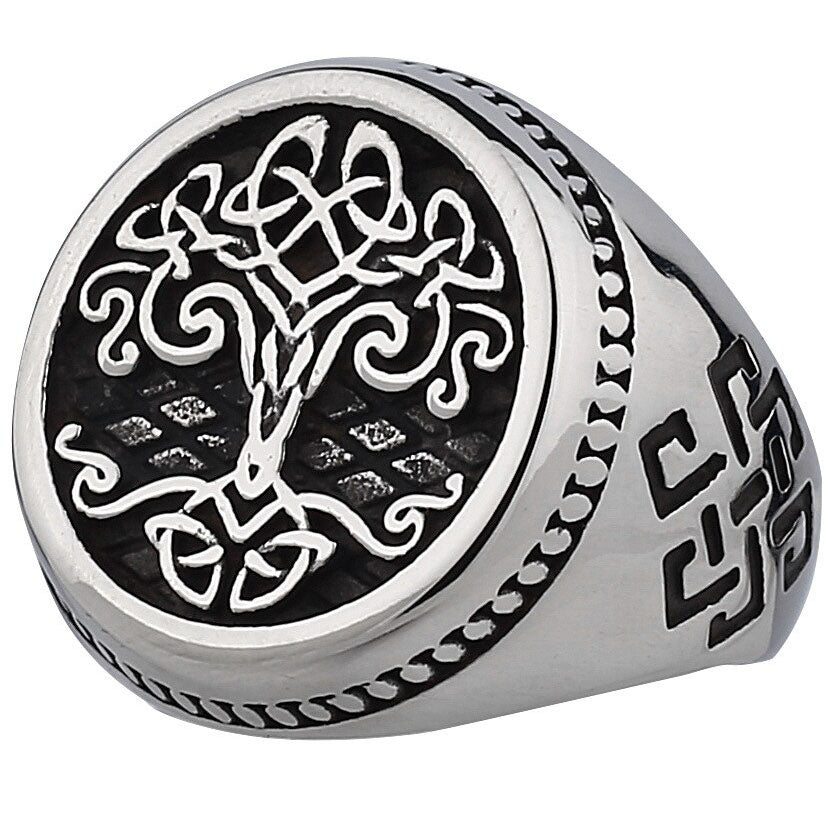 Chevalière Arbre De Vie Viking Acier