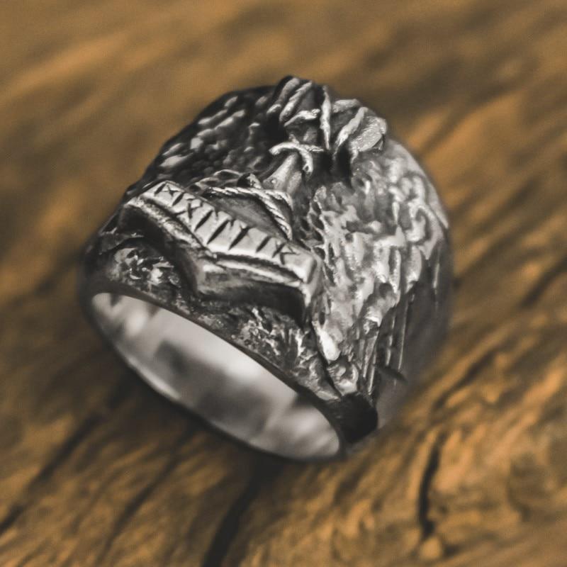 Bague Homme Marteau Thor Acier