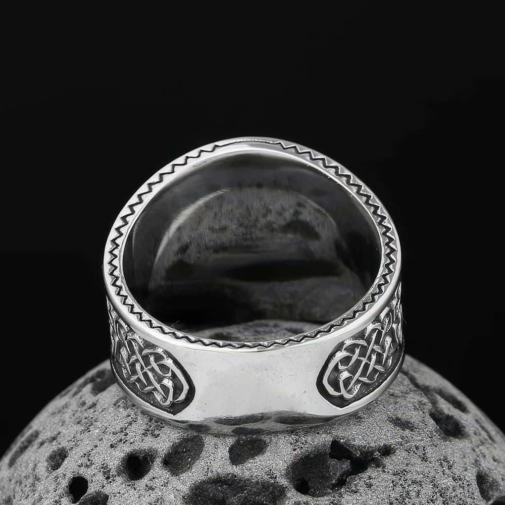 Bague Viking Arbre de Vie et Corbeaux [Acier]