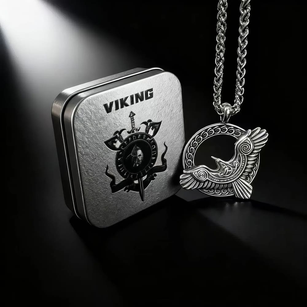 Collier Corbeau Viking Circulaire [Acier]
