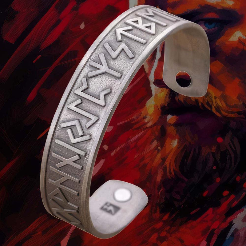 Bracelet Homme - Runes Vikings Argentées