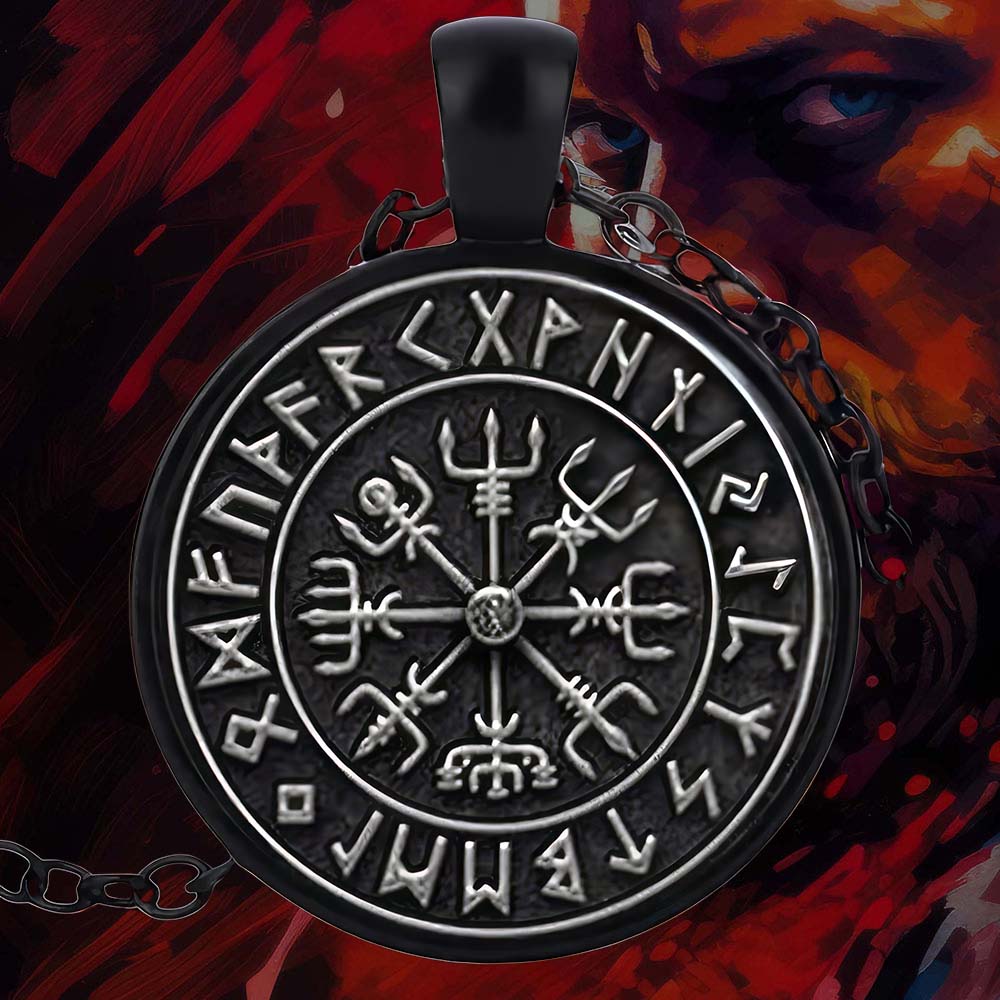 Collier Rond Viking - Runes et Vegvisir