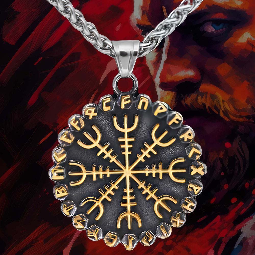 Collier Aegishjalmur et Runes Viking [Acier]