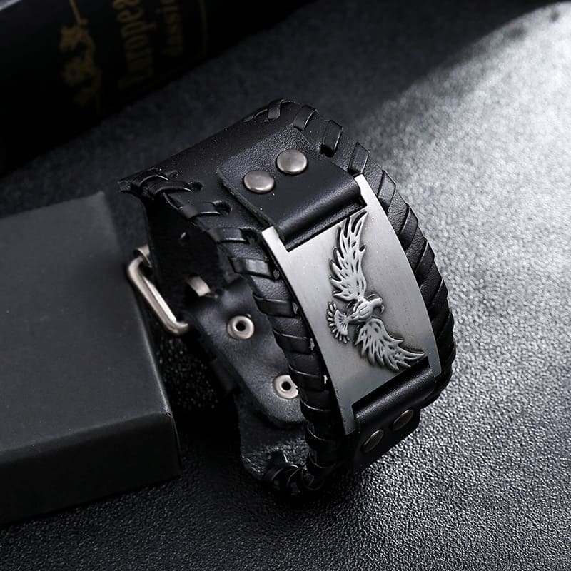 Bracelet Corbeau Celtique Cuir