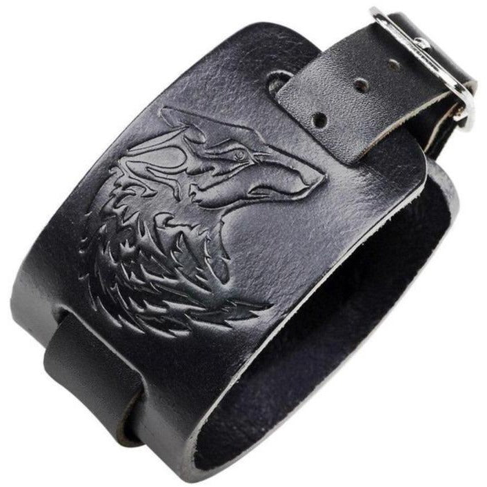 Bracelet Cuir Viking Loup