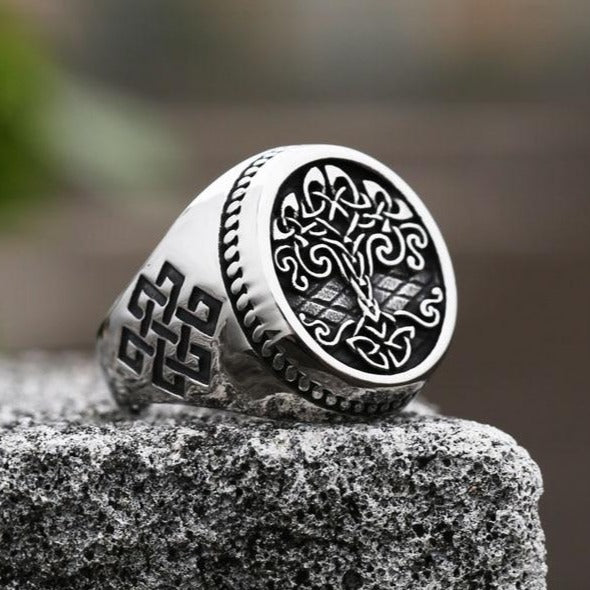 Arbre De Vie Bague Homme Acier Inoxydable Style Viking Et