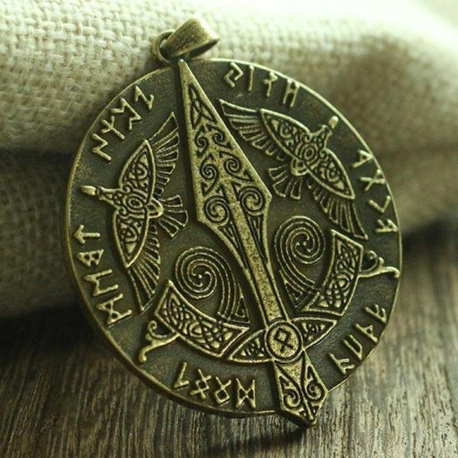 Pendentif Corbeau Et Runes